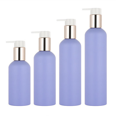 बैंगनी सिलेंडर गोल कॉस्मेटिक लोशन बोतल 150ml 250ml 300ml पंप स्प्रेयर