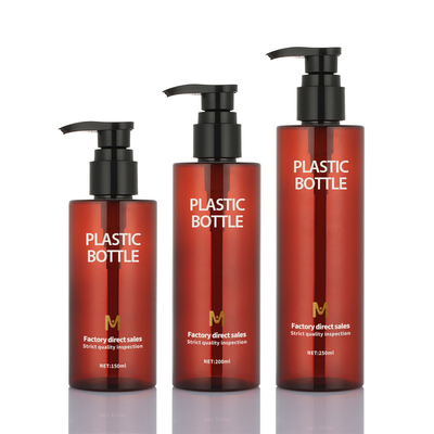 शावर जेल के लिए गोल एम्बर शैम्पू बोतल पंप स्प्रेयर 150ml 200ml 250ml