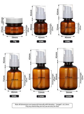 पीईटी कॉस्मेटिक पैकेजिंग 90ml 130ml 160ml रिसाइकिल लीकप्रूफ सेट करता है
